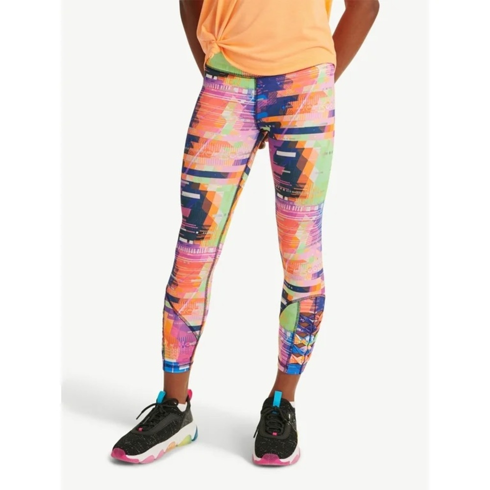 Justice Girls Leggings Medium 10 Multi Color Pink Purple Orange Open Design Leg